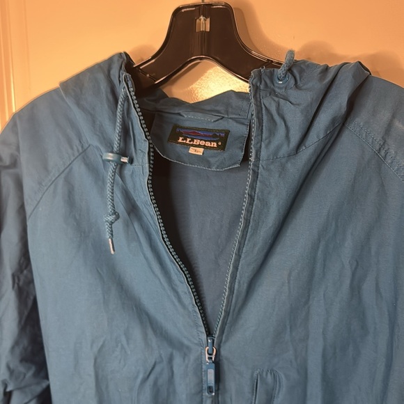 LL Bean Blue Cotton Long Sleeve Full Zip Pockets Hooded Jacket Size large - Picture 2 of 10